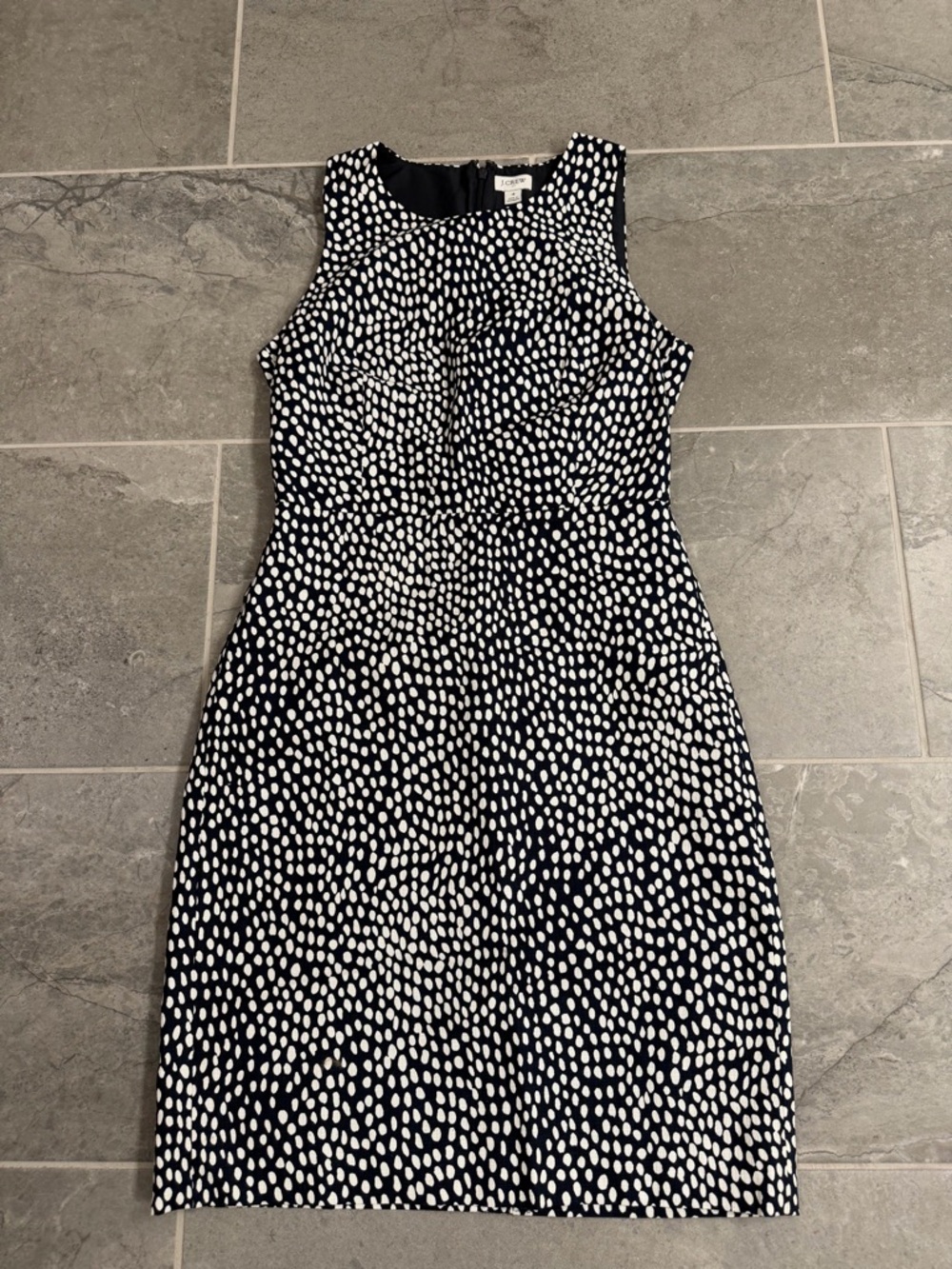 J. Crew Navy Blue and White Dot Sleeveless Dress